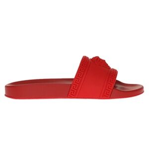Versace Medusa Palazzo Red Rubber Logo Slide Pool Sandal Flip Flop Flat 44 11